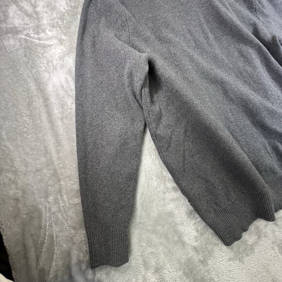 Nautica Mens L Full Zip Mock Neck Cardigan Sweater Gray Horizontal Rib Pockets - Picture 12 of 12